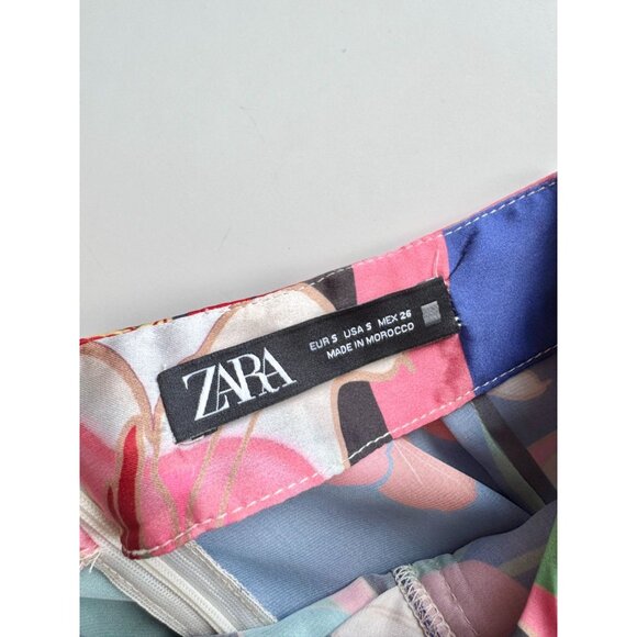ZARA Floral Patchwork Print Satin Twill Knotted Maxi Pareo Sarong Skirt, Size S - Picture 12 of 16